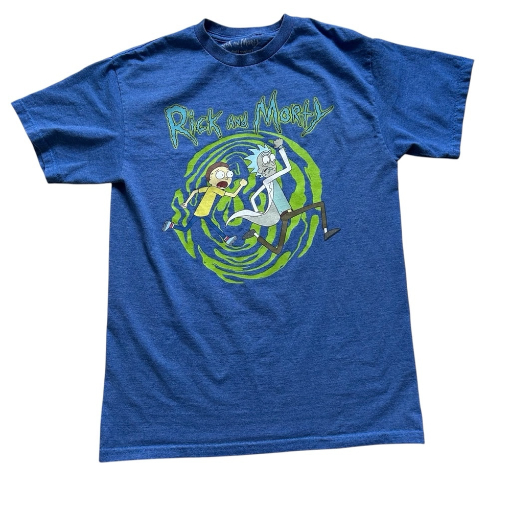 Rick and Morty T-shirt Size M Blue Cotton-blend Portal Graphic Summer Spring
